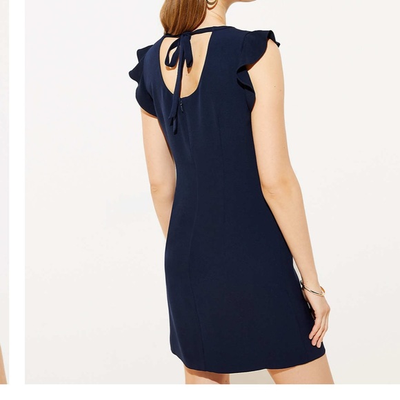 NWT LOFT navy shift dress flutter sleeve size 4 - Picture 3 of 6